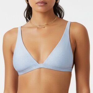 Aerie Ribbed Triangle Bikini Top • M • Light Blue • New With Tags